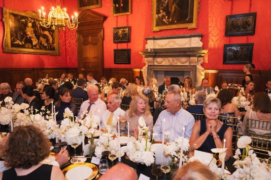 Formal palace dinner in historic hall