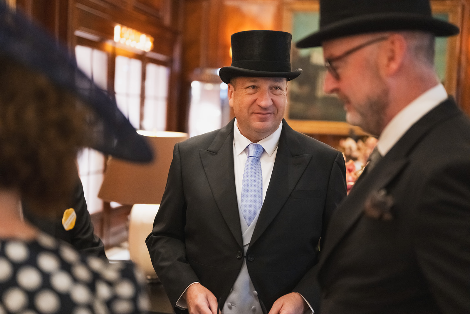 Top hat conversation at luncheon