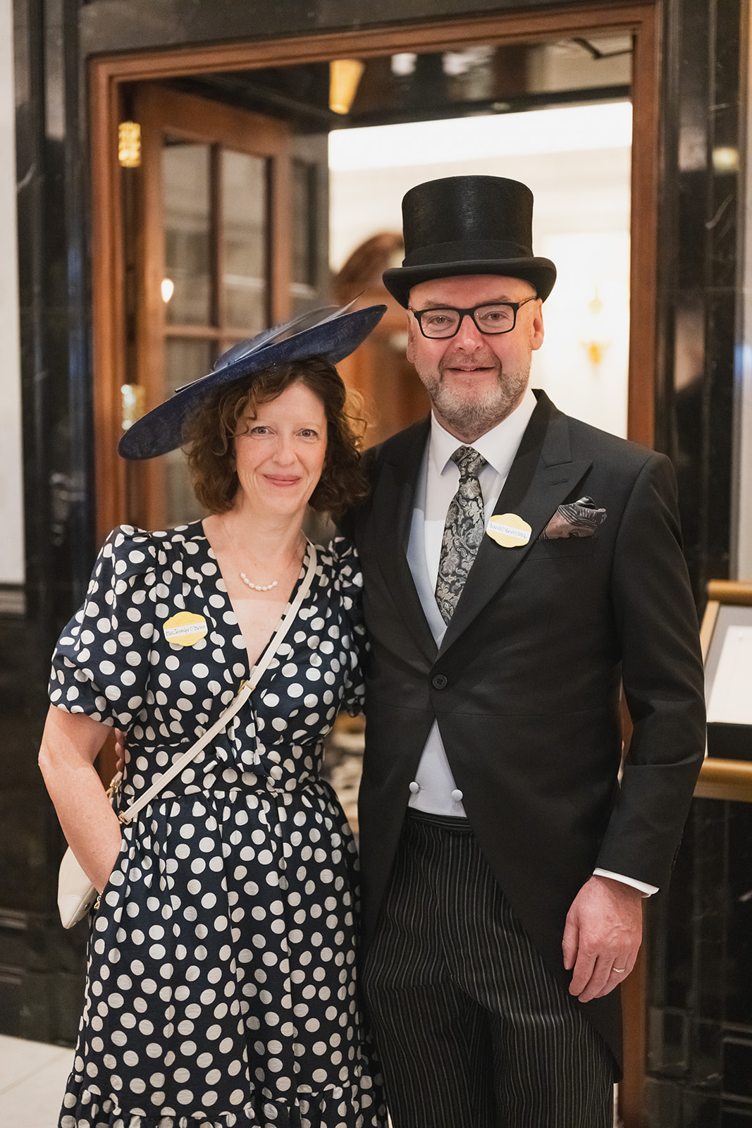 Polka dot dress at indoor reception