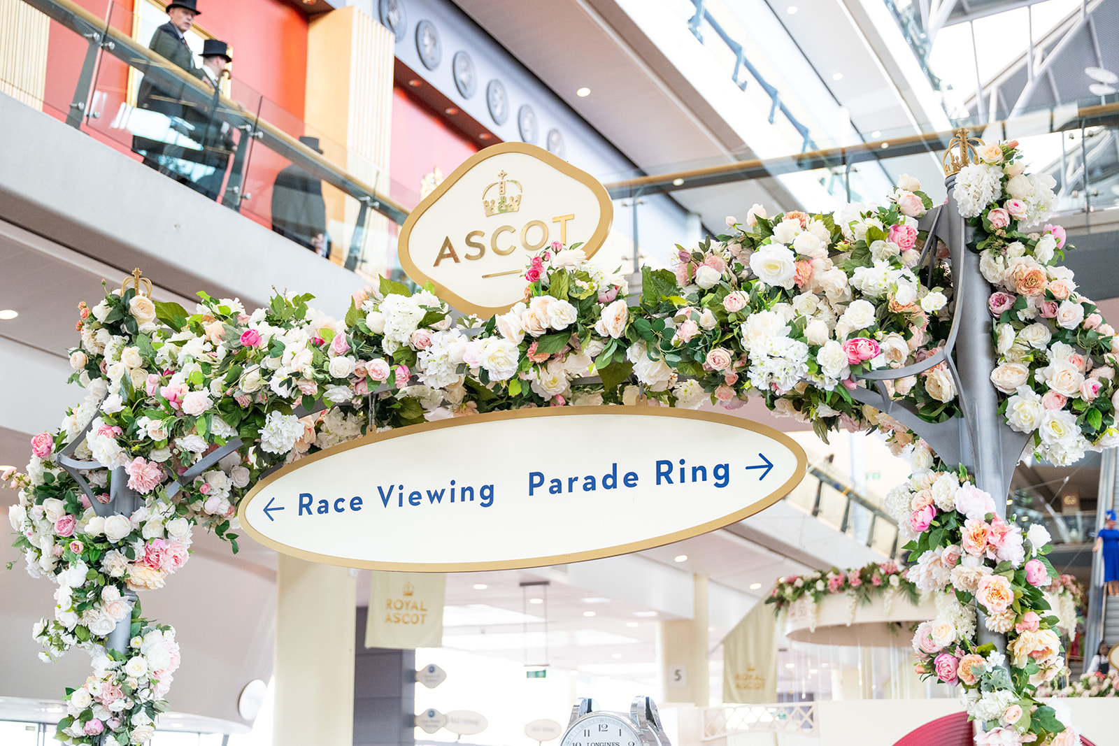 Floral archway with Ascot signage