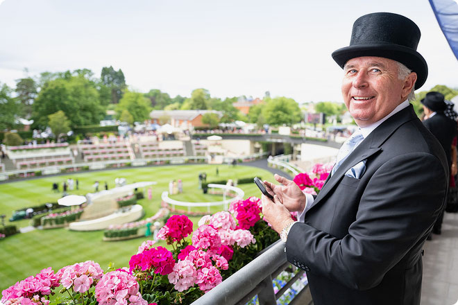 Guest overlooking Royal Ascot racecourse