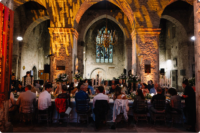 Evening dining experience inside St. Mary’s Cathedral in Limerick.
