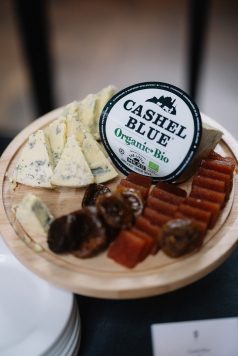 Close-up of Cashel Blue cheese and charcuterie.