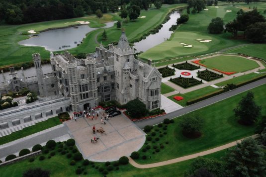 Aerial view of the manor grounds.