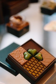 Close-up of heart shaped chocolates.