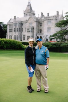 Two guests posing together on the course.
