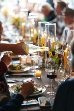 Wine service during private dinner