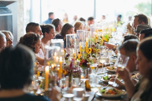 Guests gathered for private winery dinner