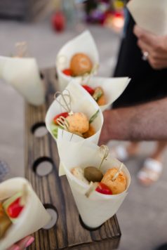 Appetizer cones being served