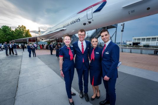 British Airways crew beside Concorde