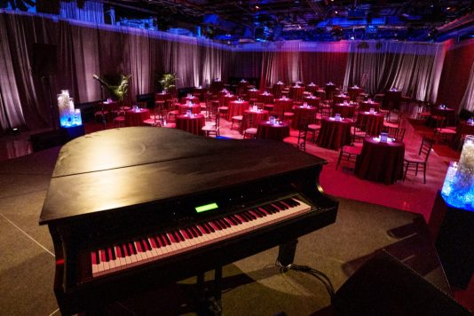 Grand piano on event stage