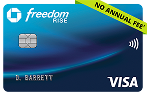 Clickable card art links to Chase Freedom Rise(Registered Trademark) credit card. NO ANNUAL FEE (dagger)  product page