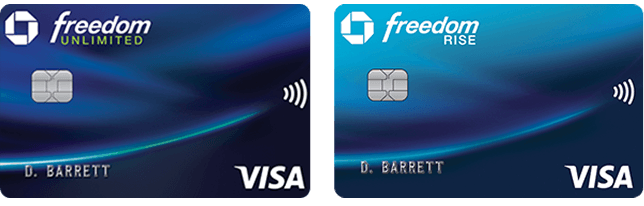 Chase Freedom Unlimited (Registered Trademark) credit card. NO ANNUAL FEE (dagger). Chase Freedom Rise(Registered Trademark) credit card. NO ANNUAL FEE (dagger).